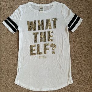 VS Pink “What The Elf?” Christmas T Shirt